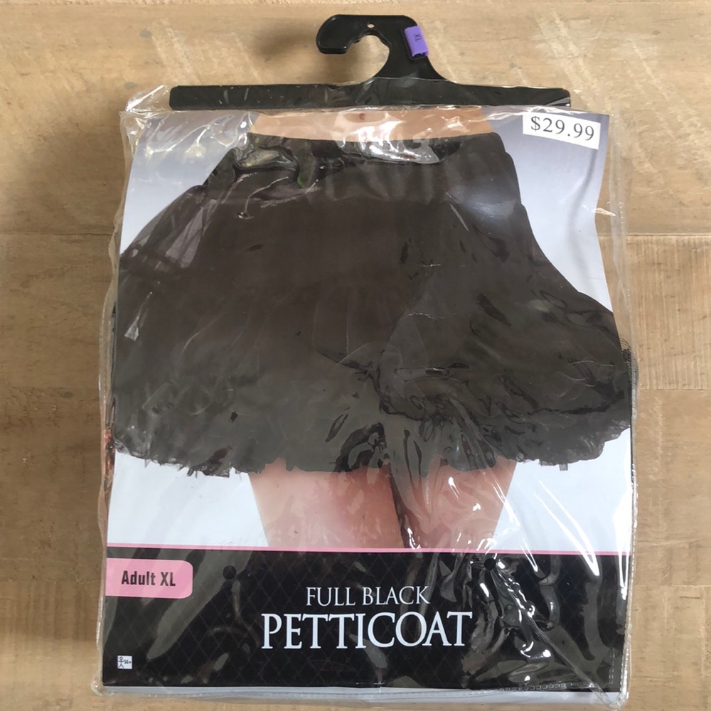 🖤 Full Black Petticoat 💋 Adult XL Halloween Costume 🕷️🦇👻🎃 NWT 🖤